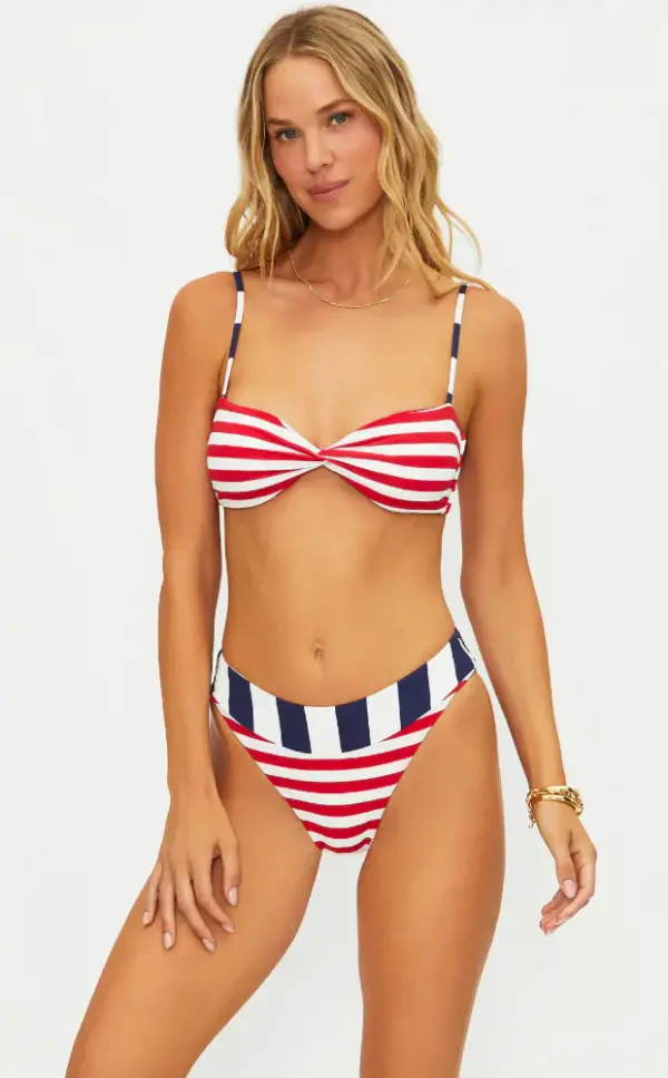 Juno Top Star Spangled Stripes | Patriotic Bikini Top | Beach Riot