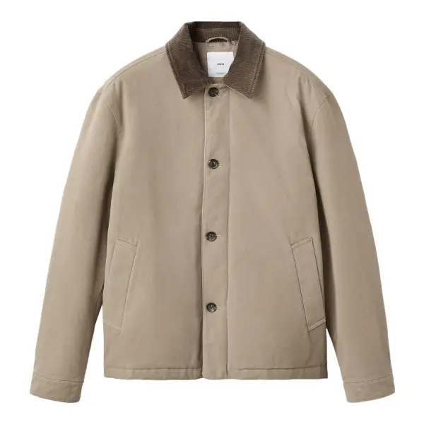 Quilted Jacket with Corduroy Collar