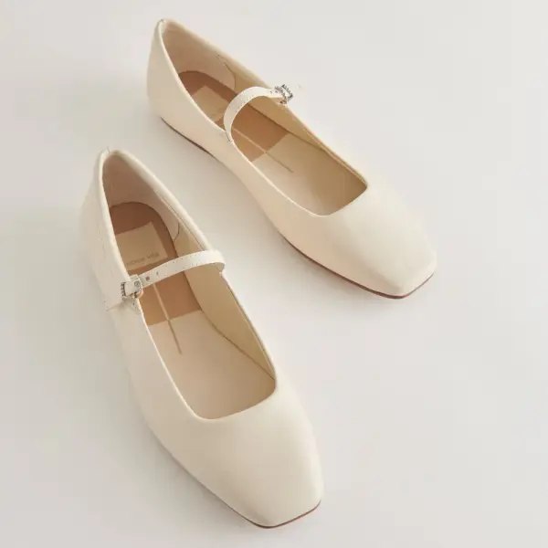 REYES BALLET FLATS IVORY LEATHER