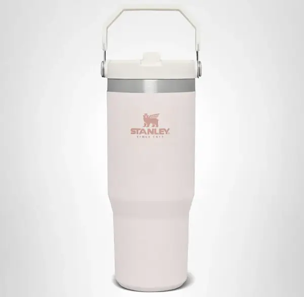 STANLEY IceFlow Flip Straw Tumbler with Handle 30 oz | Twist On Lid and Flip Up Straw | Leak Resistant Water Bottle | Insulated Stainless Steel |BPA-Free | Rose Quartz 1.0
