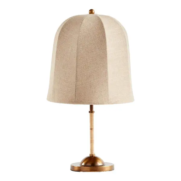 Crate & Barrel x Jake Arnold Allegra Rattan and Linen Dome Table Lamp