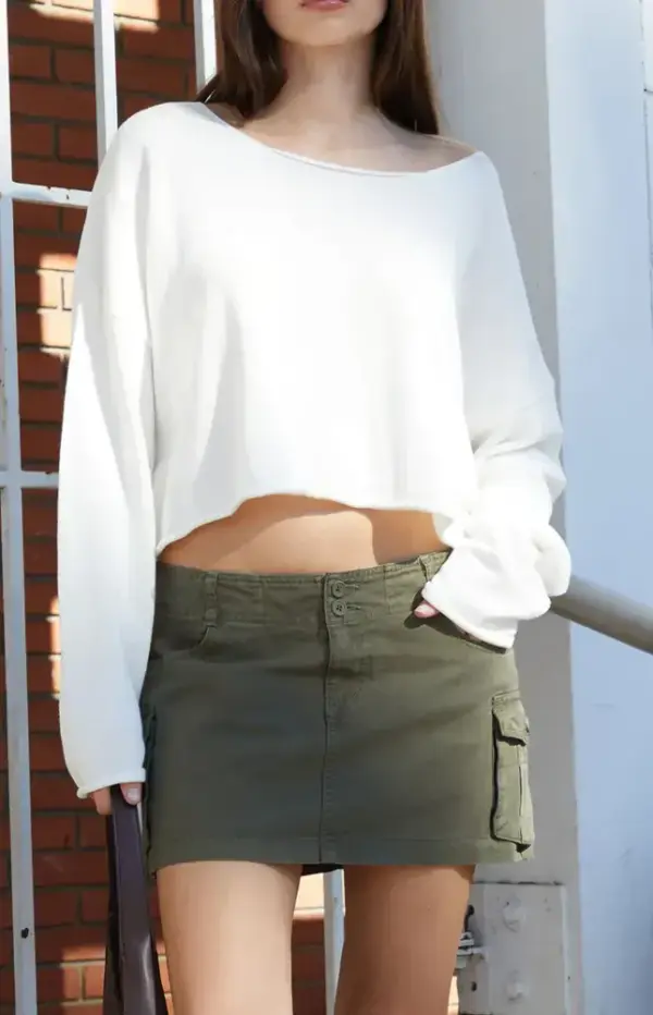 White Cameron Cropped Sweater