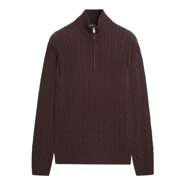 Mock Neck Knit Sweater with Zip