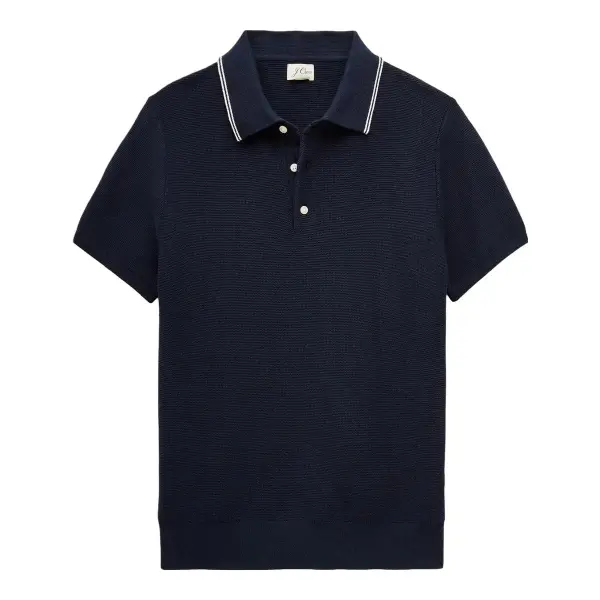 Short-Sleeve Tipped Sweater-Polo in Pima Cotton