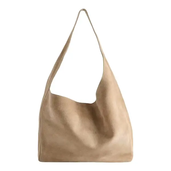 Italian Suede Slouchy Shoulder Bag