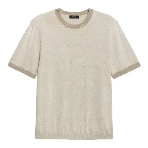 Short Sleeve Crewneck Tee in Silk Linen