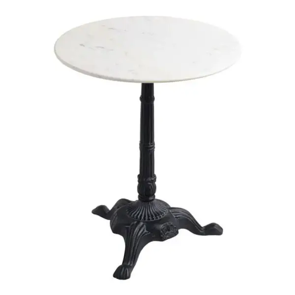 Round Marble and Metal Bistro Side Table