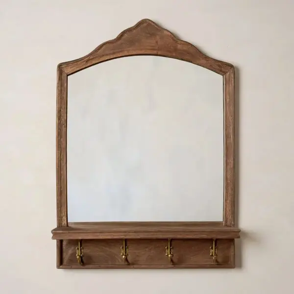 James Mirror with Hooks and Shelf