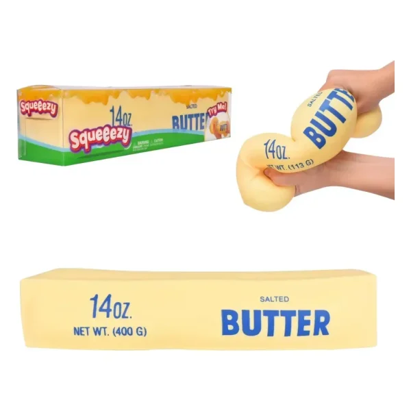 14oz Squeezy Butter Toy for Kids - Jumbo Squishy Stick of Butter - Realistic Slow Rising Food Fidget Toy for Stress Relief & Anxiety Relaxation 2026