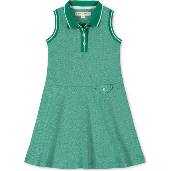 Organic Sleeveless Pique Polo Dress, Green