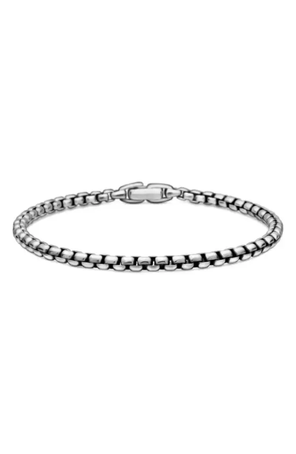 Men's Box Chain Bracelet in Sterling Silver, 4mm