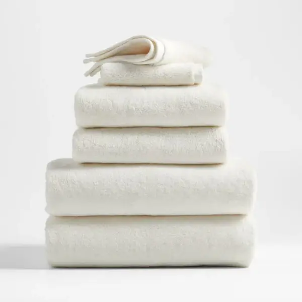 Organic Turkish Cotton Ivory Bath Towels, Set of 6 + Reviews | Crate & Barrel