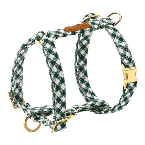 Evergreen Gingham Dog Harness