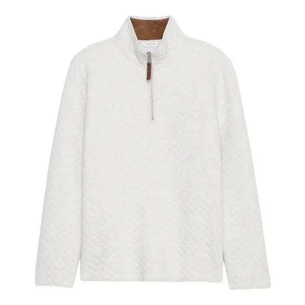 Quilted Knit Quarter-Zip Pullover