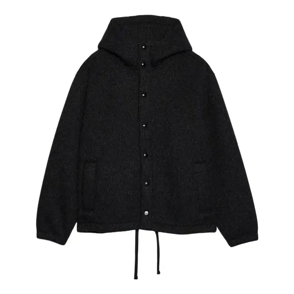 Ribbed Wool-Blend Scuba Stadium Jacket