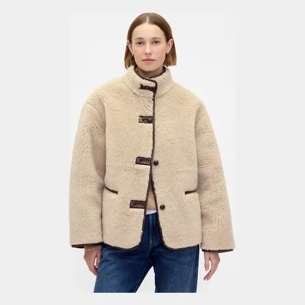 Recycled Sherpa & Vegan Leather-Trim Jacket