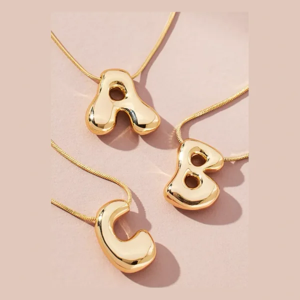 Bubble Letter Monogram Necklace