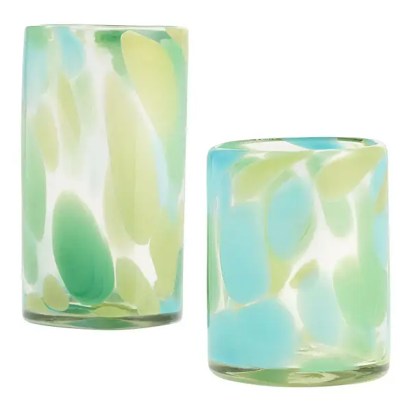 Carina Blue and Green Handcrafted Recycled Bar Glass