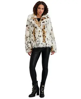 Women's Leopard-Print Faux-Fur Coat