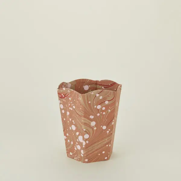 Marbleized Scalloped Wastebasket
