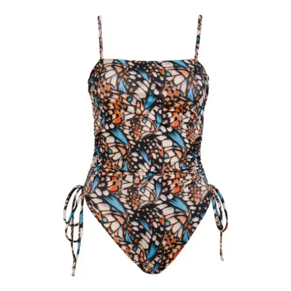 Ruched Square Neck One Piece in Milk Swimwear