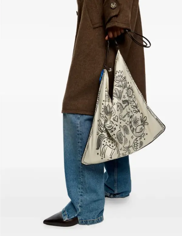 mixed-print tote bag