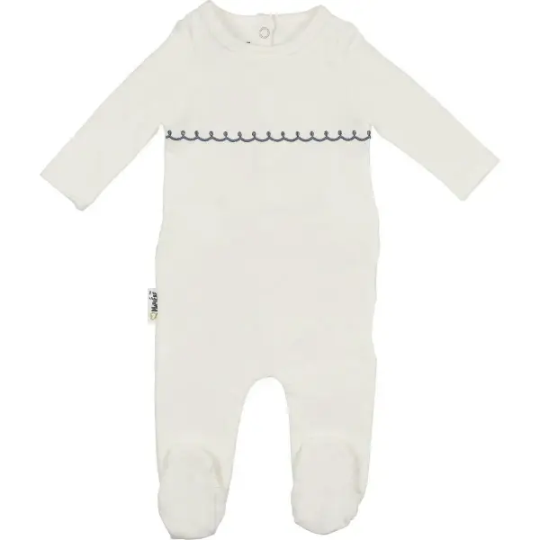 Embroidered Yoke Footie and Beanie Set