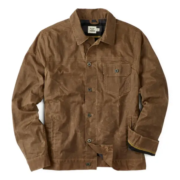 Flannel-Lined Waxed Trucker Jacket