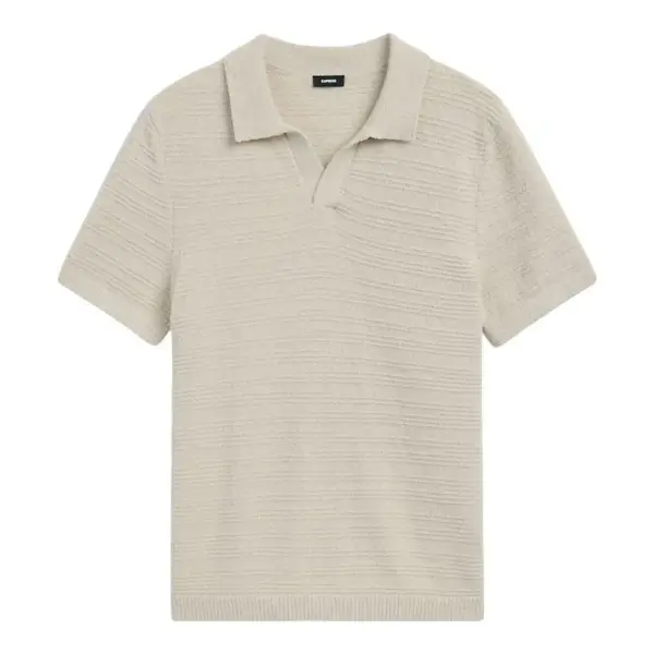 Textured Boucle Short Sleeve Sweater Polo Shirt