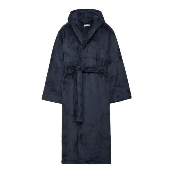 Logo-Embroidered Fleece Hooded Robe