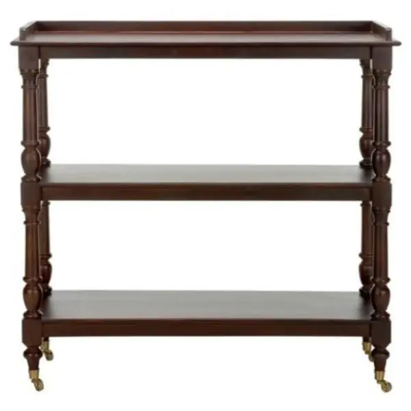 Achard French Country Mango Wood Caster Bar Cart