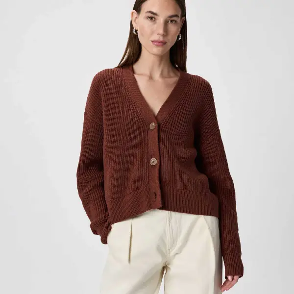 Fisherman Boxy Cropped Cardigan