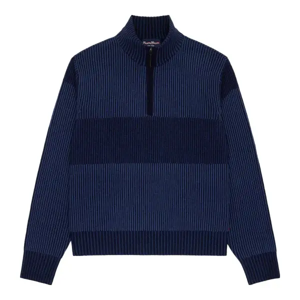 Cashmere Quarter Zip Ottoman Rib Sweater