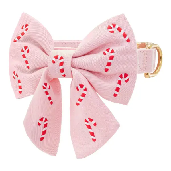 Candy Canes Embroidered Lady Bow Collar