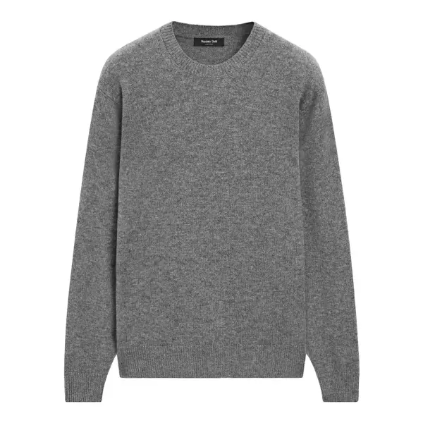 Wool Blend Crew Neck Knit Sweater