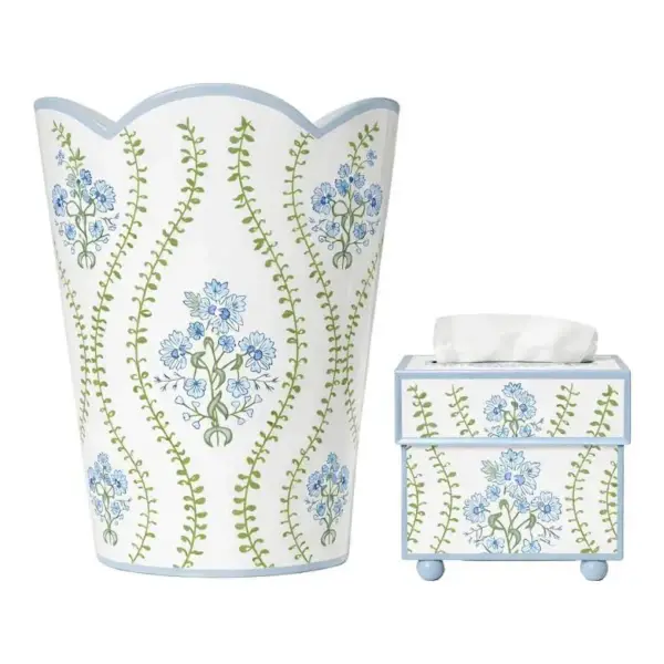 Blue Hampton Garden Round Wastepaper Basket Tissue (3 Options)