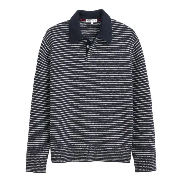 Carl Striped Sweater Polo in Merino Wool