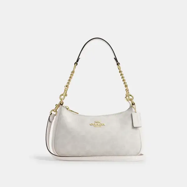 Coach Outlet Teri Shoulder Bag In Signature Canvas - Women's Purses - Gold/white/chalk, Size: Medium