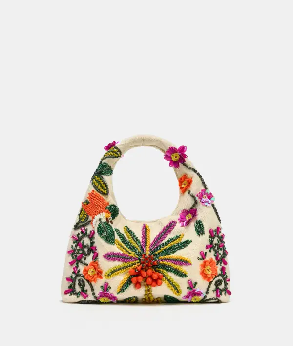 BEADED PRINTED BAG