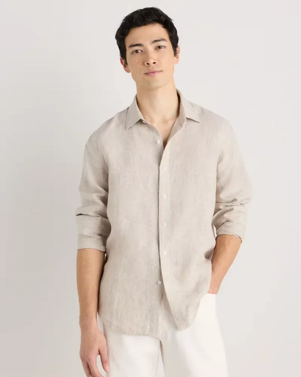 100% European Linen Long Sleeve Shirt in Flax