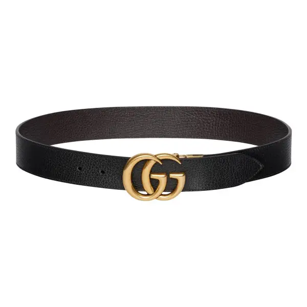 Reversible Leather Belt with Double G Buckle