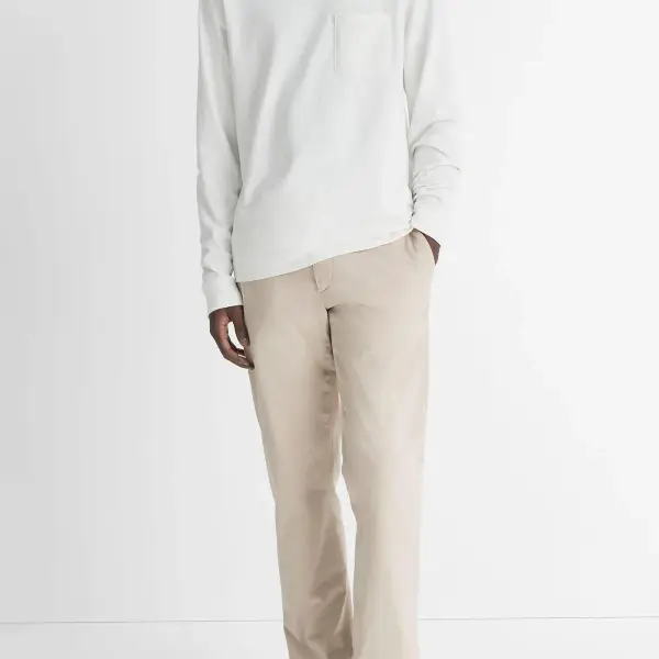Sueded Jersey Long-Sleeve Pocket T-Shirt