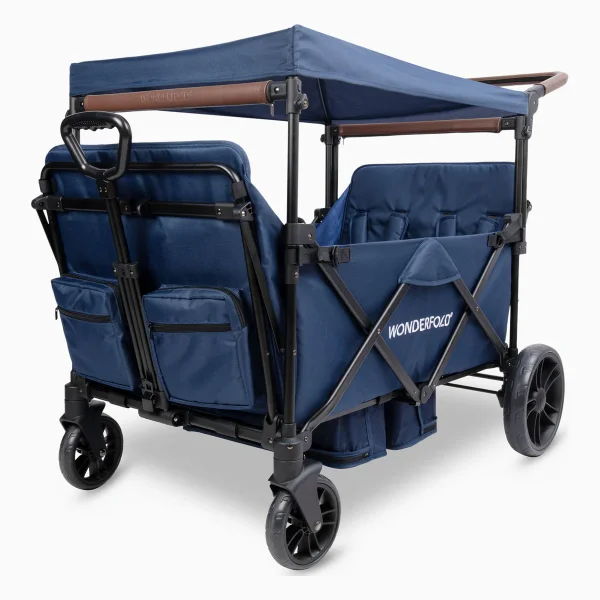 WonderFold Wagon Push & Pull Double Stroller Wagon - Navy