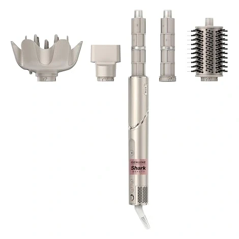 Shark FlexStyle Air Styling & Drying System, Powerful Hair Blow Dryer & Multi-Styler with Auto-Wrap Curlers, Curl-Defining Diffuser, Oval Brush, & Concentrator Attachment, Stone, HD435