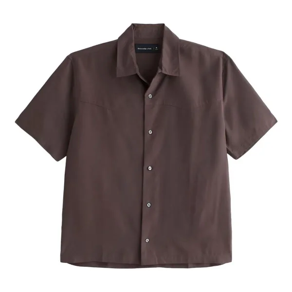Short-Sleeve Cupro Button-Up Shirt