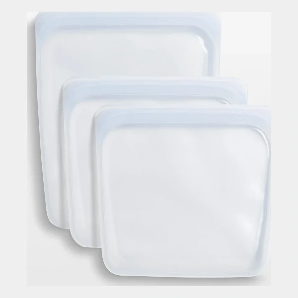 Stasher 3-Piece Clear Reusable Silicone Sandwich and Half-Gallon Bag Set