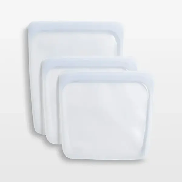 Stasher 3-Piece Clear Reusable Silicone Sandwich and Half-Gallon Bag Set