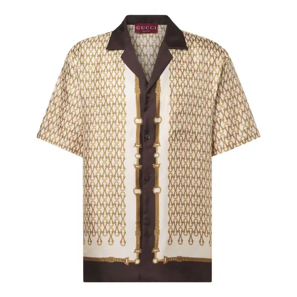 Printed Silk Twill Bowling Shirt