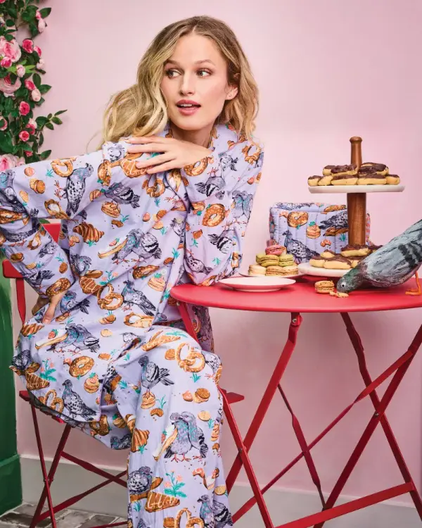 Peckish Pastries - Long PJ Set - Lavender Lovebird