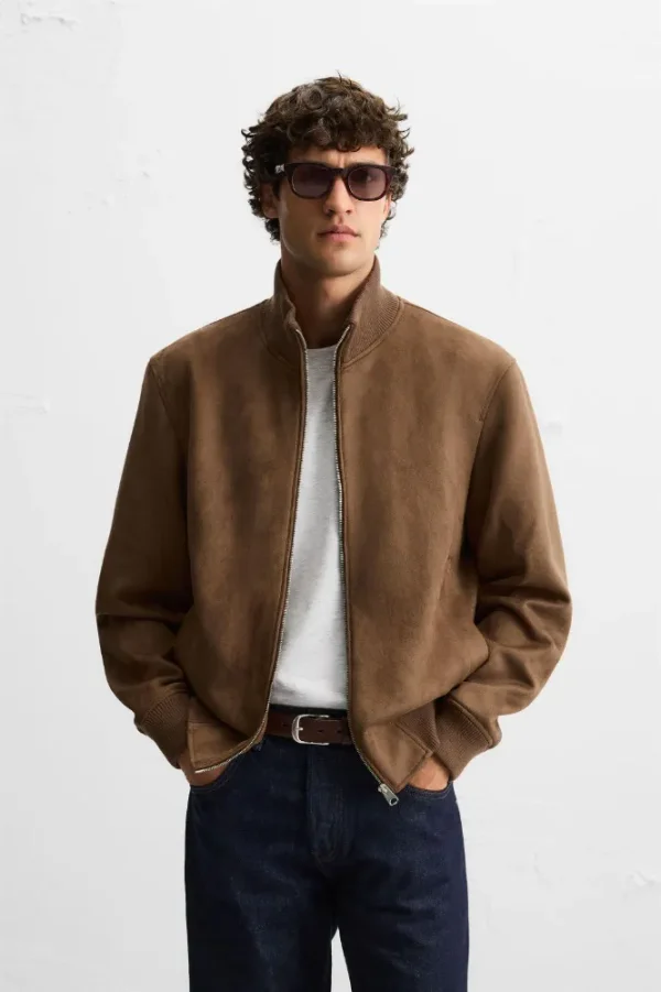 FAUX SUEDE JACKET REGULAR FIT